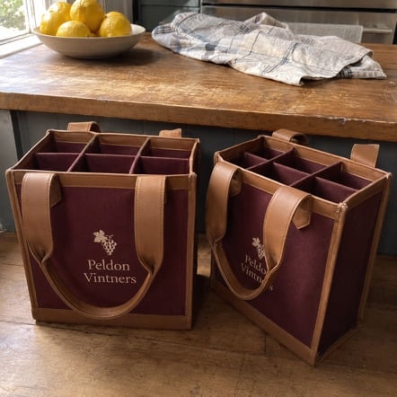 Branded wine totes with logo