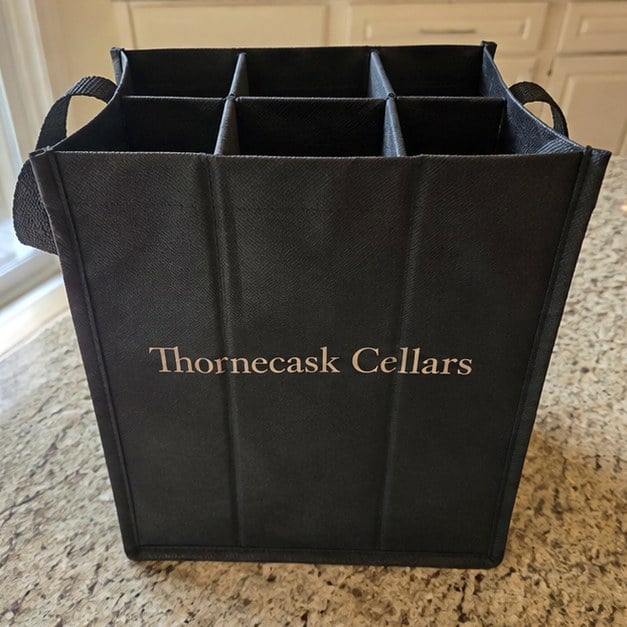 Custom wine totes — customer photo
